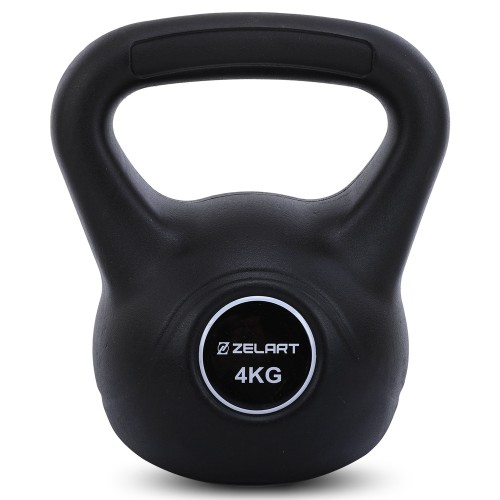 Гиря тренувальна цільна пластикова Zelart 4кг, чорний, код: TA-5427-4-S52