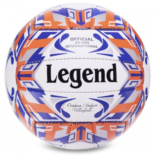 М"яч волейбольний Legend №5 PU білий-синій-помаранчевий, код: VB-3125_WBLOR-S52