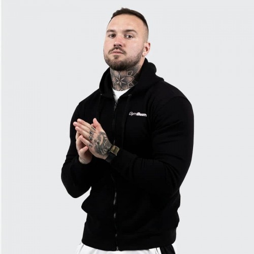 Толстовка чоловіча GymBeam Zipper Hoodie Black XL, чорний, код: 118035-GB