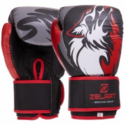 Рукавички шкіряні боксерські Zelart 14 унцій, чорний, код: VL-3084_14BK-S52