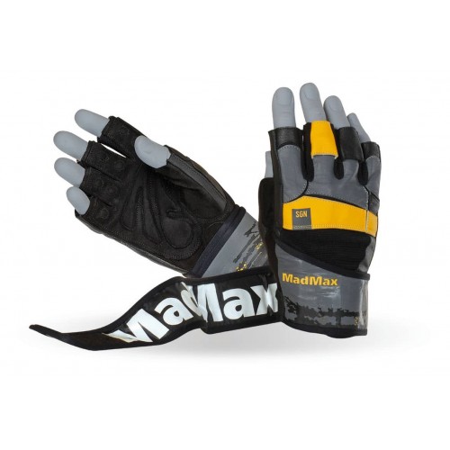 Рукавички для фітнесу MadMax MFG-880 Signature Black/Grey/Yellow M, код: MFG-880_M