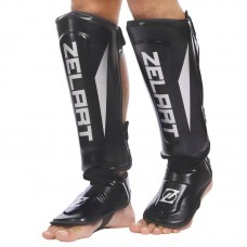 Захист гомілки і стопи Zelart L, чорний-срібний, код: BO-1330_LBKS-S52