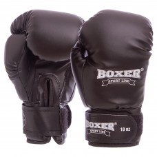 Рукавички боксерські Boxer Еліт кожвініл 10 унцій, чорний, код: 2022_10_BK-S52