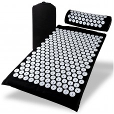 Масажний килимок Easyfit з подушкою (аплікатор Кузнєцова), чорний з білим, код: EF-2709-EF