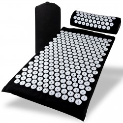 Масажний килимок Easyfit з подушкою (аплікатор Кузнєцова), чорний з білим, код: EF-2709-EF