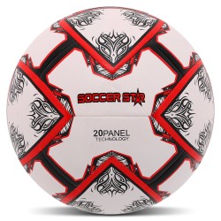 М"яч футбольний гібридна зшивка Hybrid Soccer Star №5 PU, білий-червоний, код: FB-4523-S52