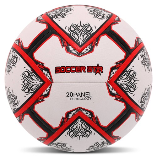 М"яч футбольний гібридна зшивка Hybrid Soccer Star №5 PU, білий-червоний, код: FB-4523-S52