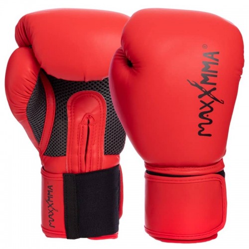 Рукавички боксерські Maxxmma на липучці 12 унцій, червоний, код: GB01S_12R
