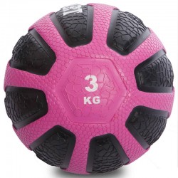 Медбол Zelart Medicine Ball 3 кг, чорний-рожевий, код: FI-0898-3