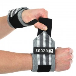 Бинти кистьові для жиму BioGym Strength Wrist Wraps Ezous 640х80мм, 2шт, сірий-білий, код: C-06_GRW