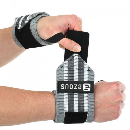 Бинти кистьові для жиму BioGym Strength Wrist Wraps Ezous 640х80мм, 2шт, сірий-білий, код: C-06_GRW