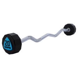 Штанга фіксована вигнута поліуретанова 12-стороння LiveUp довжина-89,2см, 20кг, чорний-синій, код: LP8013-20-S52 Штанга фіксована вигнута поліуретанова 12-стороння LiveUp довжина-89,2см, 20кг, чорний-синій, код: LP8013-20-S52