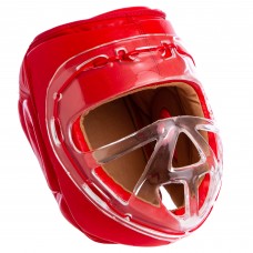 Шолом для єдиноборств Venum ELS шкіряний з прозорою маскою L, червоний, код: MA-1427_LR