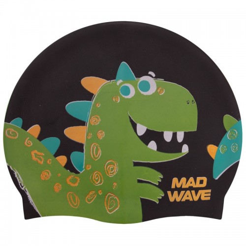 Шапочка для плавання дитяча MadWave Junior Dino чорний, код: M057916_BK-S52