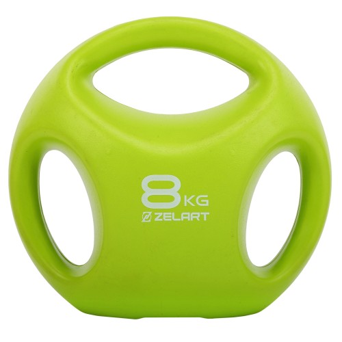 Гиря цільна пластикова PE з потрійним хватом Zelart 8кг, салатовий, код: TA-2670-8-S52