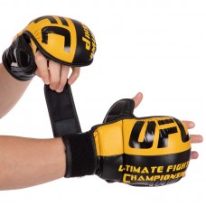 Рукавички гібридні для єдиноборств ММА шкіряні UFC XL, жовтий, код: BO-0554_XLY