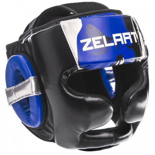 Шолом боксерський з повним захистом Zelart L, чорний-синій, код: BO-1320_LBL-S52