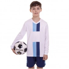 Форма футбольна дитяча PlayGame з довгим рукавом, розмір 24, ріст 120 см, білий-синій, код: CO-2001B-1_24WBL-S52