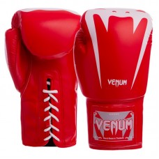 Рукавички боксерські на шнурівці Venum 8 унцій, червоний-білий, код: BO-8350_8RW