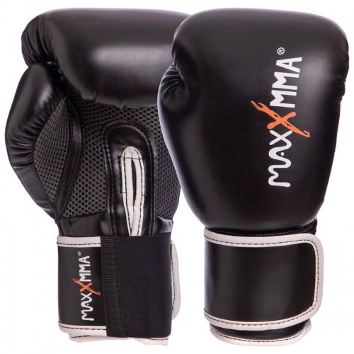 Рукавички боксерські Maxxmma на липучці 12 унцій, чорний, код: GB01S_12BK