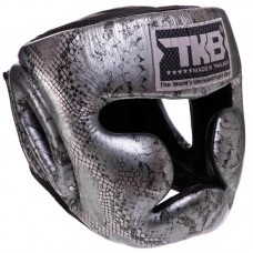 Шолом боксерський з повним захистом шкіряна Top King Super Snake S чорний-срібний, код: TKHGSS-02_SBKS-S52