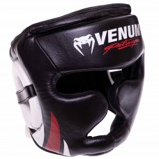 Шолом боксерський з повним захистом шкіряний Venum S, чорний, код: BO-0622_SBK