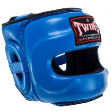 Шолом боксерський з бампером шкіряний Twins Steel Frame M, синій, код: BO-0573_MBL