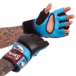 Рукавички для змішаних єдиноборств MMA шкіряні Twins M, чорний-синій, код: GGL-4_MBKBL