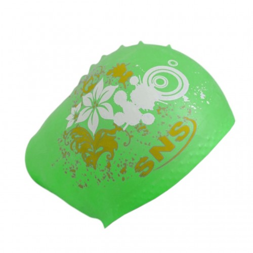 Шапочка для плавання SNS для довгого волосся KW-3СА light green flowers, салатовий, код: 11348-SNS