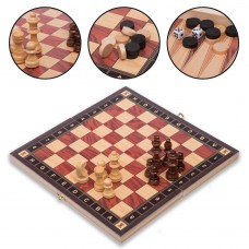 Шахи, шашки, нарди 3 в 1 дерев"яні з магнітом ChessTour 240x240 мм, код: ZC024A