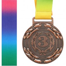 Медаль спортивна зі стрічкою PlayGame Laurel бронза, код: C-6209_B