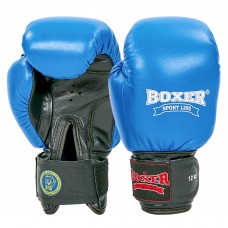 Рукавички боксерські професійні з печаткою ФБУ Boxer Profi шкіряні 10 унцій, синій, код: BO-2001_10BL