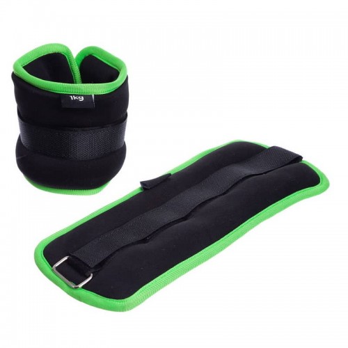 Обважнювачі-манжети для рук і ніг FitGo 2x1 кг, чорний-салатовий, код: FI-1303-2_BKLG Обважнювачі-манжети для рук і ніг FitGo 2x1 кг, чорний-салатовий, код: FI-1303-2_BKLG