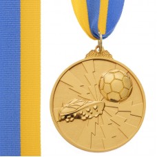 Медаль спортивна зі стрічкою PlayGame Футбол золота, код: C-4847_G