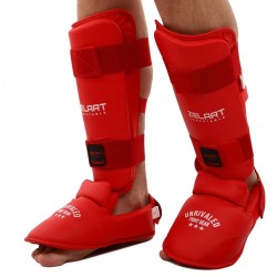 Захист гомілки та стопи для карате Zelart XL, червоний, код: BO-7249_XLR