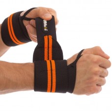 Бинти кистьові для жиму Mute Strength Wrist Wraps, 2шт, чорний-помаранчевий, код: 9097_OR