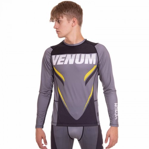 Рашгард з довгим рукавом Venum XL (48-50), сірий-жовтий, код: 9522_XLGRY