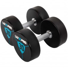 Гантелі цільні професійні з поліуретановим покриттям LiveUp 2х30 кг, чорний-синій, код: LP8000-30