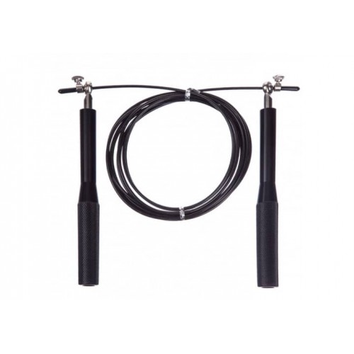 Швидкісна скакалка EasyFit Aluminium 3м зі сталевим тросом та алюмінієвими ручками, чорний, код:  EF-1910-BK-EF