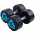 Гантелі цільні професійні з поліуретановим покриттям LiveUp 2х40кг, чорний-синій, код: LP8003-40-S52
