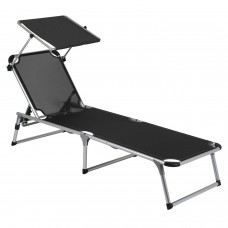 Ліжко розкладне Bo-Camp Sun Lounger With Sunscreen 5 Positions Black, код: DAS301465-DA