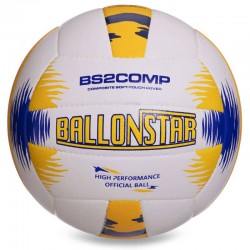 М"яч волейбольний Ballonstar №5 PU, білий-жовтий-синій, код: LG2371