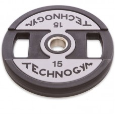 Диски поліуретанові Technogym з хватом і металевою втулкою 15кг (d-51мм), код: TG-1837-15-S52