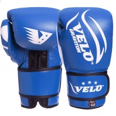 Рукавиці боксерські шкіряні на липучці Velo 12 унцій, синій, код: VL-2208_12BL-S52