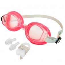 Окуляри для плавання дитячі з берушами і кліпсою для носа в комплекті FitGo, код: G7315-S52