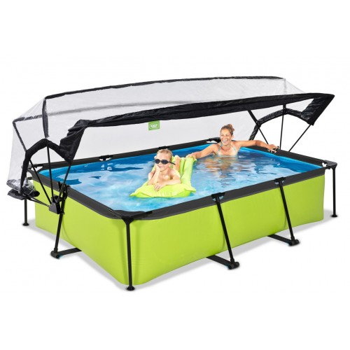 Басейн каркасний для дітей, дачі Exit з куполом 300х200х65 см в кольорі "Лайм", код: 30.20.32.40