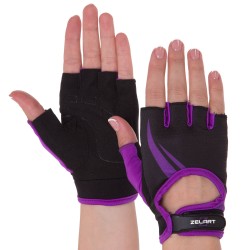 Рукавички для фітнесу жіночі Zelart S чорний-фіолетовий, код: SB-161731_SV