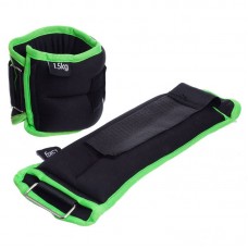 Обважнювачі-манжети для рук і ніг FitGo 2x1,5 кг, чорний-салатовий, код: FI-1302-3_BKLG Обважнювачі-манжети для рук і ніг FitGo 2x1,5 кг, чорний-салатовий, код: FI-1302-3_BKLG