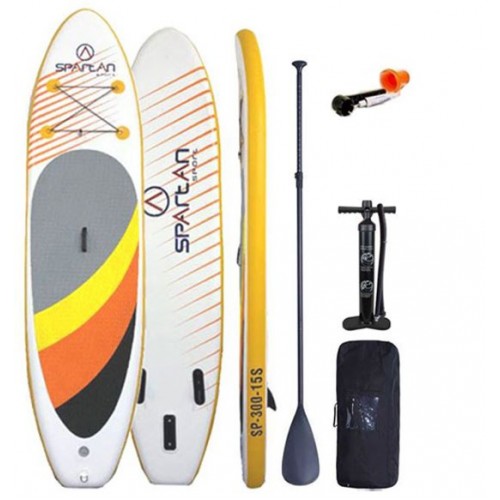 Надувна SUP-дошка Spartan до 130 кг, 3000x760x150 мм, білий-жовтий, код: 9001741034058-IN