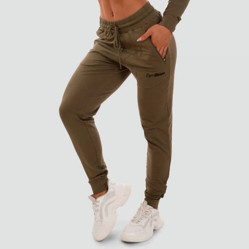 Спортивні штани жіночі GymBeam Olive M, оливковий, код: 220243-GB